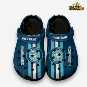 Wycombe Wanderers Printed Pattern Crocs Clogs - League One Football Design - Image 1