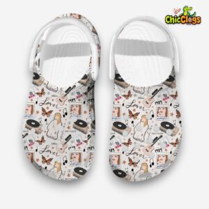 Aesthetic White Sandals Taylor Swift Design Music Classic Crocs Shoes - Image 1