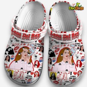 Breathable Lana Del Rey Music White Classic Crocs Shoes - Image 2