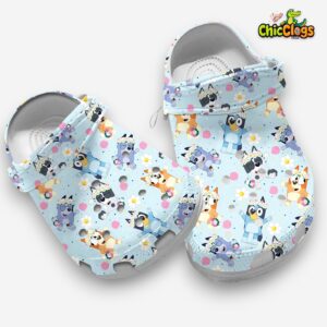 Cheering Light Blue Shoes The Bluey Family Cartoon 3D Printed Classic Crocs Shoes - Image 3