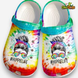 Colorful Hippie Life Girl Classic Crocs For Kids & Adults - Image 1