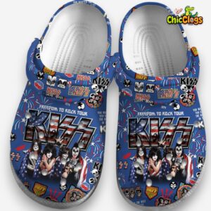 Comfort Blue Shoes Kiss Metal Rock 4th Of July 3D Printed Classic Crocs Shoes - Image 2