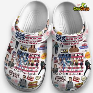 Comfortable Stranger Things White Classic Crocs Shoes - Image 2