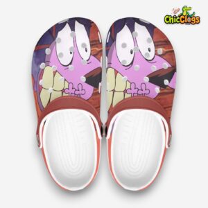 Courage The Cowardly Dog Cartoon Red Unisex Crocs Clog Shoes - Image 3