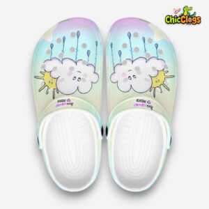 Custom Cute Sun Cloud Star And Rain Classic Crocs - Image 1