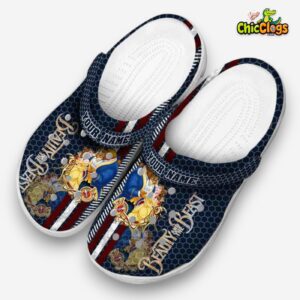 Custom Name Beauty And The Beast Contrasting Stripes Unisex Crocs - Image 2