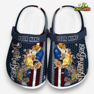 Custom Name Beauty And The Beast Contrasting Stripes Unisex Crocs - Image 3