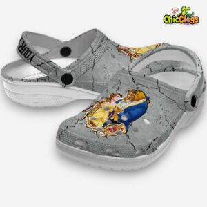 Custom Name Beauty And The Beast Cracked Texture Unisex Crocs Clog Shoes - Image 1