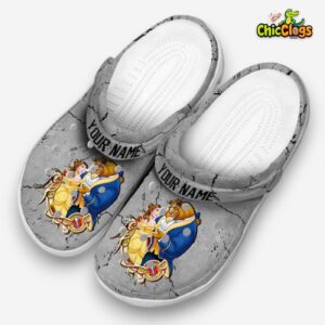 Custom Name Beauty And The Beast Cracked Texture Unisex Crocs Clog Shoes - Image 2