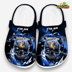 Custom Name Beauty And The Beast Gothic Skull 3D Printed Classic Crocs Shoes - Image 3