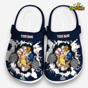 Custom Name Beauty And The Beast Gripping Hand 3D Printed Classic Crocs Shoes - Image 3
