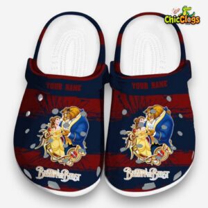 Custom Name Beauty And The Beast Paint Splatter Graphics 3D Printed Classic Crocs Shoes - Image 3