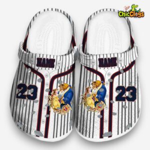 Custom Name Beauty And The Beast Pinstripe Pattern Unisex Crocs Clog Shoes - Image 3