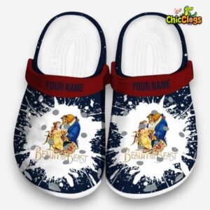 Custom Name Beauty And The Beast Splash Art Unisex Crocs - Image 3