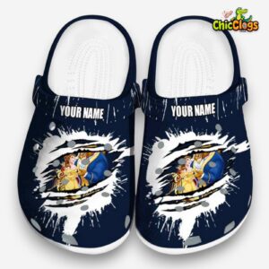 Custom Name Beauty And The Beast Splash Motif Background Unisex Crocs - Image 3