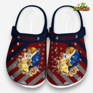 Custom Name Beauty And The Beast Star Spangled Graphic Unisex Crocs - Image 3