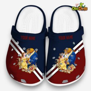 Custom Name Beauty And The Beast Striped Accents Unisex Crocs - Image 3