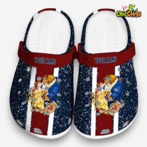 Custom Name Beauty And The Beast Vertical Stripes Unisex Crocs - Image 3