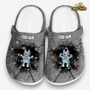 Custom Name Bluey Cracked Ground Texture Unisex Crocs - Image 3