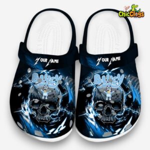 Custom Name Bluey Gothic Skull Unisex Crocs - Image 3