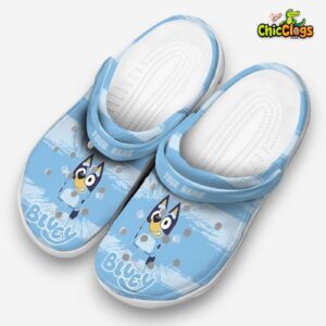 Custom Name Bluey Paint Splatter Graphics Unisex Crocs - Image 2