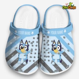 Custom Name Bluey Star spangled Graphic Unisex Crocs - Image 3