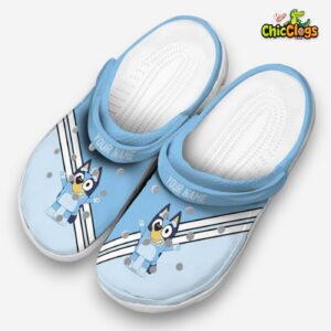 Custom Name Bluey Striped Accents Unisex Crocs - Image 1