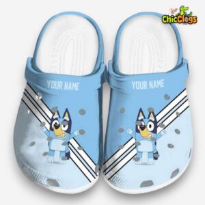Custom Name Bluey Striped Accents Unisex Crocs - Image 3