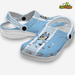 Custom Name Bluey Vertical Stripes Unisex Crocs Clog Shoes - Image 1