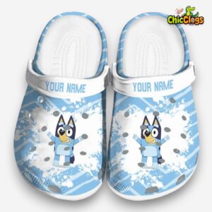 Custom Name Bluey Zigzag Paint Burst 3D Printed Classic Crocs Shoes - Image 3