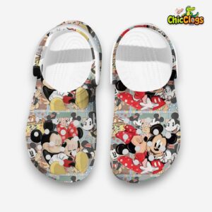 Custom Name Clogs Cute Couple Mickey And Minnie Classic Slippers - Image 1