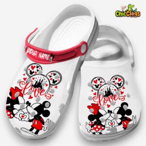 Custom Name Clogs Love Couple Mickey And Minnie Classic Slippers - Image 2