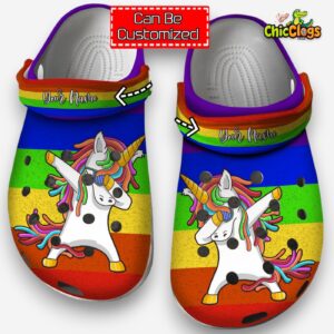 Custom Name Cute Cartoon Unicorn Follow The Photography Trend Rainbow Backgrounfd 3D Printed Classic Crocs Shoes - Image 1