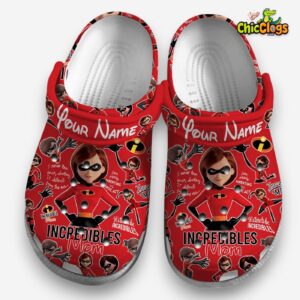 Custom Name Disney The Incredibles Mom Red 3D Printed Classic Crocs Shoes - Image 1