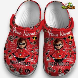 Custom Name Disney The Incredibles Mom Red 3D Printed Classic Crocs Shoes - Image 2