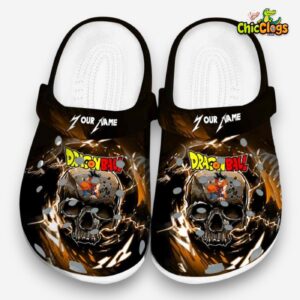 Custom Name Dragon Ball Gothic Skull Classic Crocs - Image 3