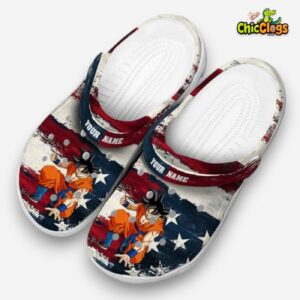 Custom Name Dragon Ball Patriotic Stripes Classic Crocs - Image 2