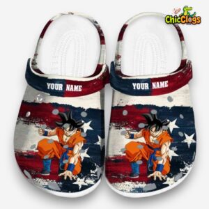 Custom Name Dragon Ball Patriotic Stripes Classic Crocs - Image 3