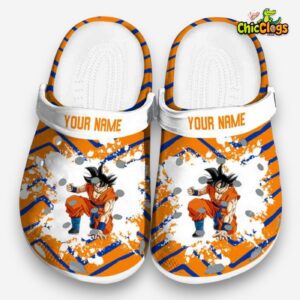 Custom Name Dragon Ball Zigzag Paint Burst Classic Crocs - Image 3
