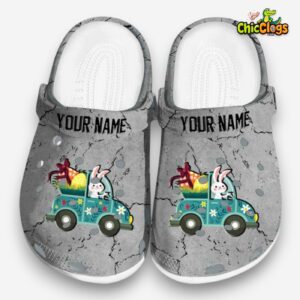 Custom Name Easter Cracked Texture Unisex Crocs Clog Shoes - Image 3