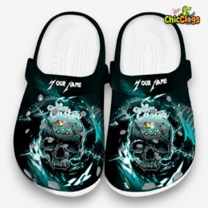Custom Name Easter Gothic Skull Unisex Crocs - Image 3