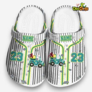 Custom Name Easter Pinstripe Pattern 3D Printed Classic Crocs Shoes - Image 3