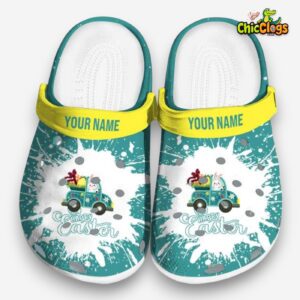 Custom Name Easter Splash Art Unisex Crocs Clog Shoes - Image 3
