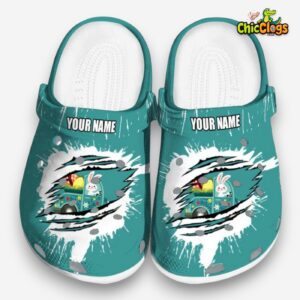 Custom Name Easter Splash Motif Background 3D Printed Classic Crocs Shoes - Image 3