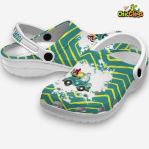 Custom Name Easter Zigzag Paint Burst 3D Printed Classic Crocs Shoes - Image 2