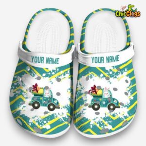 Custom Name Easter Zigzag Paint Burst 3D Printed Classic Crocs Shoes - Image 3