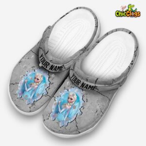 Custom Name Frozen Cracked Texture Unisex Crocs Clog Shoes - Image 2