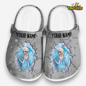 Custom Name Frozen Cracked Texture Unisex Crocs Clog Shoes - Image 3