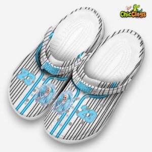 Custom Name Frozen Pinstripe Pattern Unisex Crocs Clog Shoes - Image 2