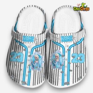 Custom Name Frozen Pinstripe Pattern Unisex Crocs Clog Shoes - Image 3